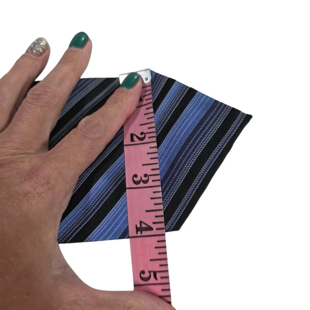 Joseph Feiss International Mens Necktie Blue Black Silk Striped Woven‎ Classic